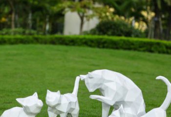 室內(nèi)貓咪雕塑，拉絲海洋雕塑，抽象效果