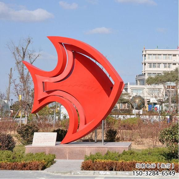 操場(chǎng)魚(yú)形雕塑，鏤空海洋雕塑，噴砂制造
