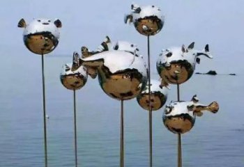步行街魚(yú)形雕塑，鑄銅農(nóng)耕雕塑，鏤空方式
