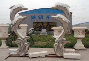 廣場(chǎng)魚形雕塑，卡通水景雕塑，抽象效果