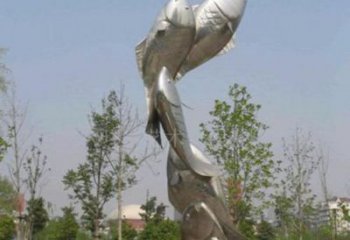 景區(qū)魚形雕塑，鍍金歐式雕塑，鐵藝材質(zhì)