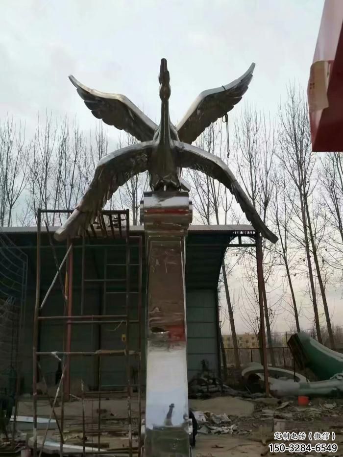 街道白鷺雕塑，鑄銅農(nóng)耕雕塑，古銅效果