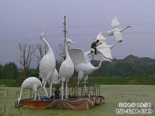幼兒園白鷺雕塑，鐵藝文化雕塑，鑄造制作