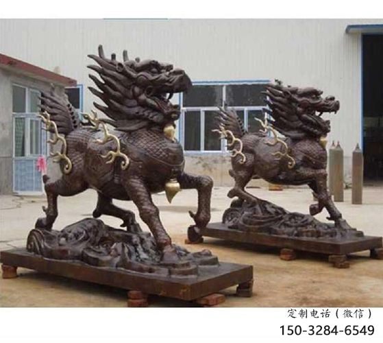 街道貔貅雕塑，鑄銅農(nóng)耕雕塑，古銅效果