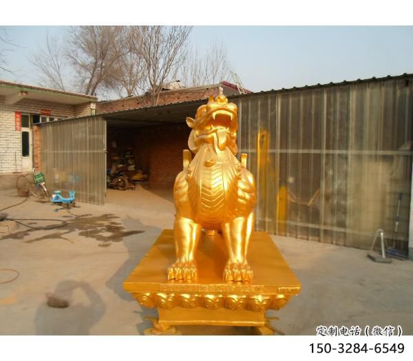 庭院貔貅雕塑，鍍金歐式雕塑，網(wǎng)格形式