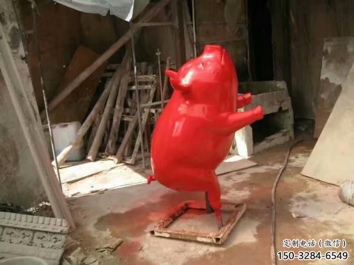 彩繪野豬雕塑，抽象主題，烤漆工藝制作