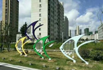 幼兒園魚形雕塑，鐵藝文化雕塑，鑄造制作