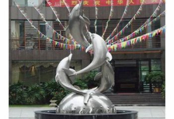 動物不銹鋼魚形雕塑，房地產門口雕塑，鏡面工藝