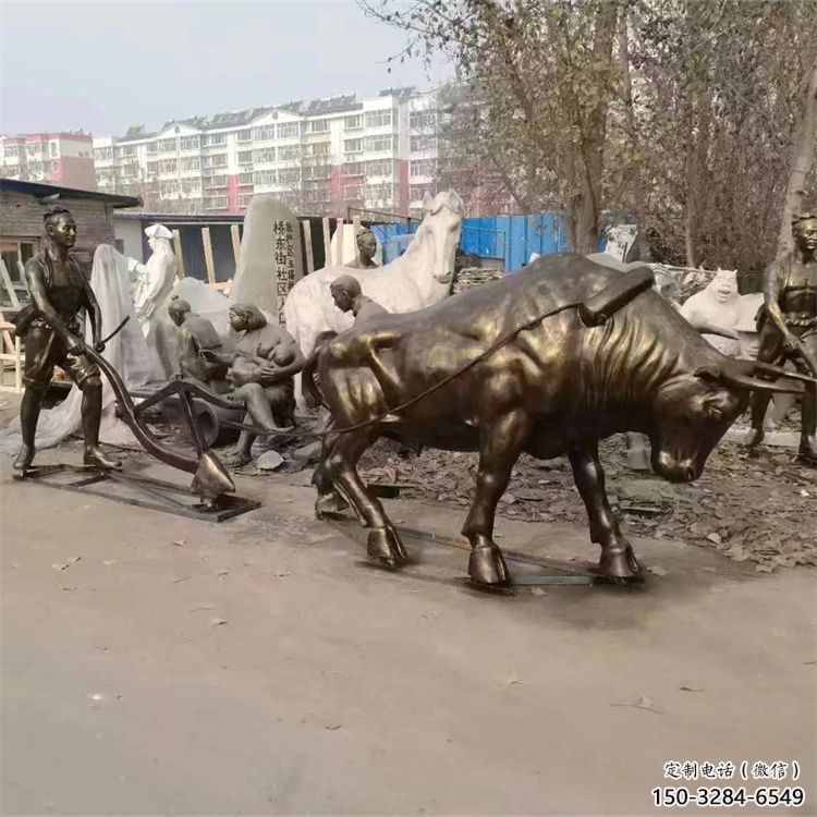 飯店老牛雕塑，鍍金歐式雕塑，鍍金工藝