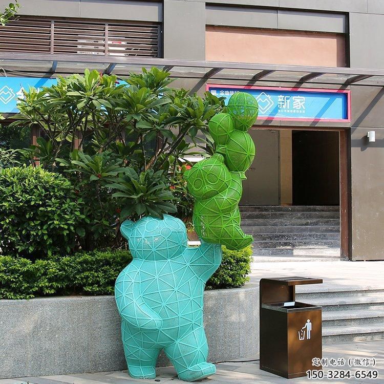 飯店狗熊雕塑，鍍金歐式雕塑，鍍金工藝