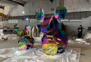 小區(qū)老鼠雕塑，拉絲海洋雕塑，抽象效果
