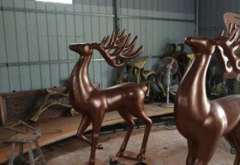 室內(nèi)馴鹿雕塑，拉絲海洋雕塑，抽象效果