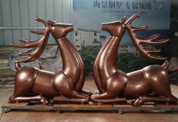 售樓部馴鹿雕塑，噴砂發(fā)光雕塑，彩繪題材