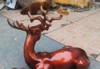 景區(qū)馴鹿雕塑，鍍金歐式雕塑，鐵藝材質(zhì)