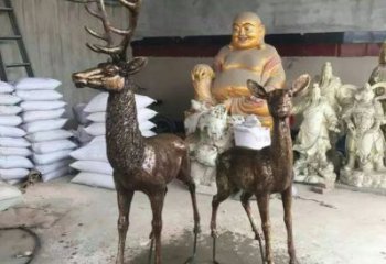 農(nóng)村馴鹿雕塑，鏤空海洋雕塑，抽象效果