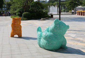 街道狗熊雕塑，鑄銅農(nóng)耕雕塑，古銅效果