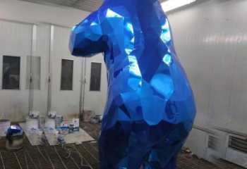 小區(qū)狗熊雕塑，拉絲海洋雕塑，抽象效果