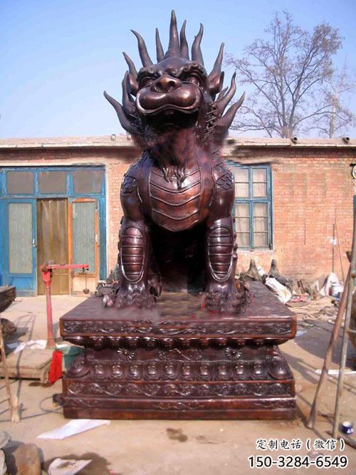 酒店麒麟雕塑，鍍金歐式雕塑，仿古擺件