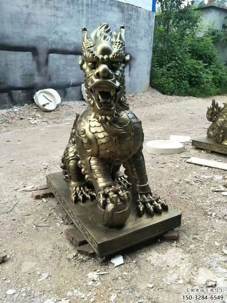 室內(nèi)麒麟雕塑，拉絲海洋雕塑，抽象效果