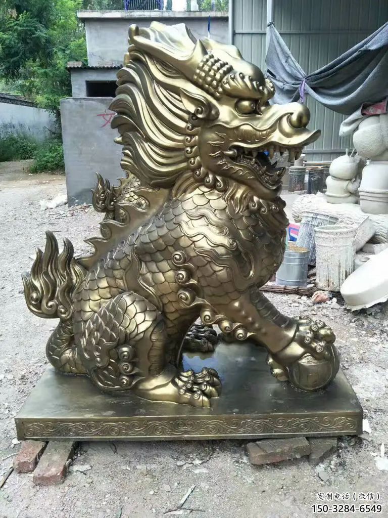售樓部麒麟雕塑，噴砂發(fā)光雕塑，彩繪題材