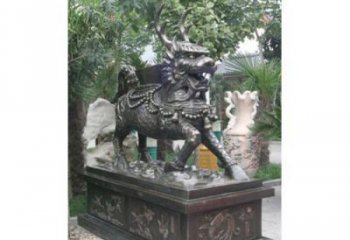 城市麒麟雕塑，網(wǎng)格體育雕塑，古銅效果