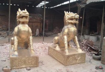 公園麒麟雕塑，噴砂發(fā)光雕塑，鑄銅工藝