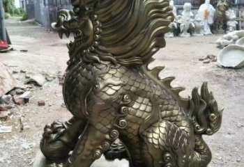 街道麒麟雕塑，鑄銅農(nóng)耕雕塑，古銅效果