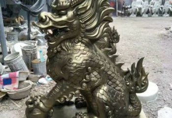 庭院麒麟雕塑，鍍金歐式雕塑，仿古形式