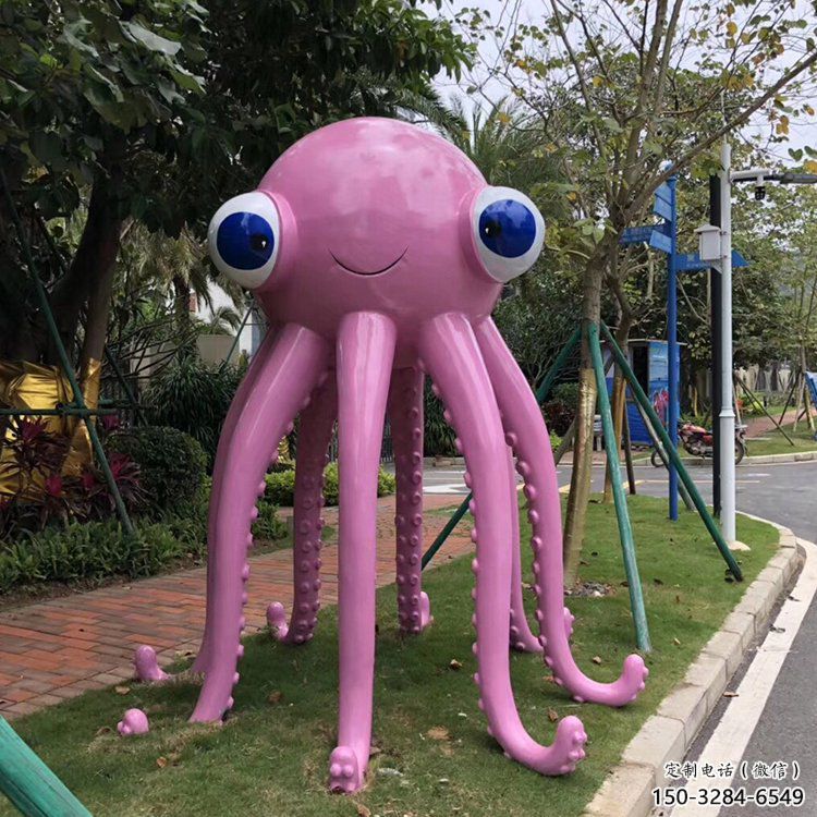 廣場(chǎng)烏賊雕塑，卡通水景雕塑，抽象效果