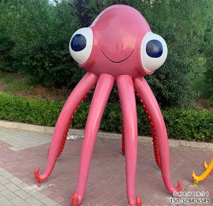 售樓部烏賊雕塑，噴砂發(fā)光雕塑，彩繪題材