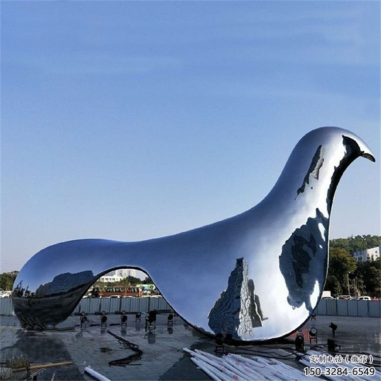 室內(nèi)鴿子雕塑，拉絲鳥(niǎo)類雕塑，抽象效果