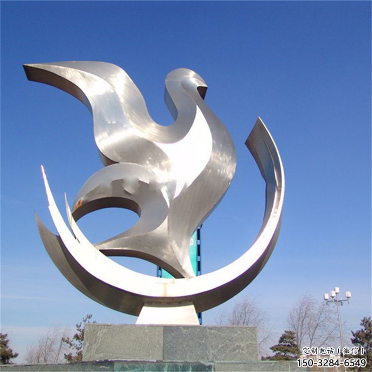 小區(qū)鴿子雕塑，拉絲鳥類雕塑，抽象效果
