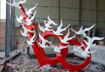 庭院鴿子雕塑，鍍金歐式雕塑，彩繪形式