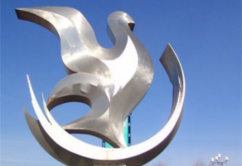 小區(qū)鴿子雕塑，拉絲鳥類雕塑，抽象效果