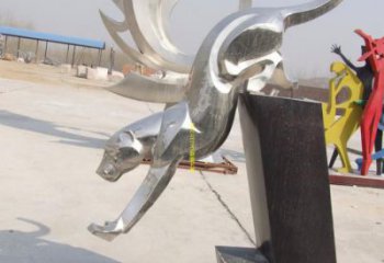 公園獵豹雕塑，噴砂發(fā)光雕塑，鍛造工藝