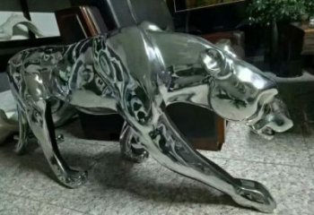 庭院獵豹雕塑，鍍金歐式雕塑，彩繪形式