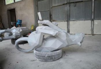小區(qū)獵豹雕塑，拉絲動物雕塑，抽象效果