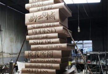 景區(qū)書籍雕塑，鍍金歐式雕塑，鐵藝材質