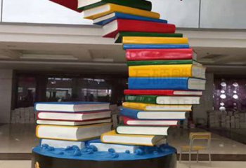 室內書籍雕塑，拉絲景觀雕塑，抽象效果