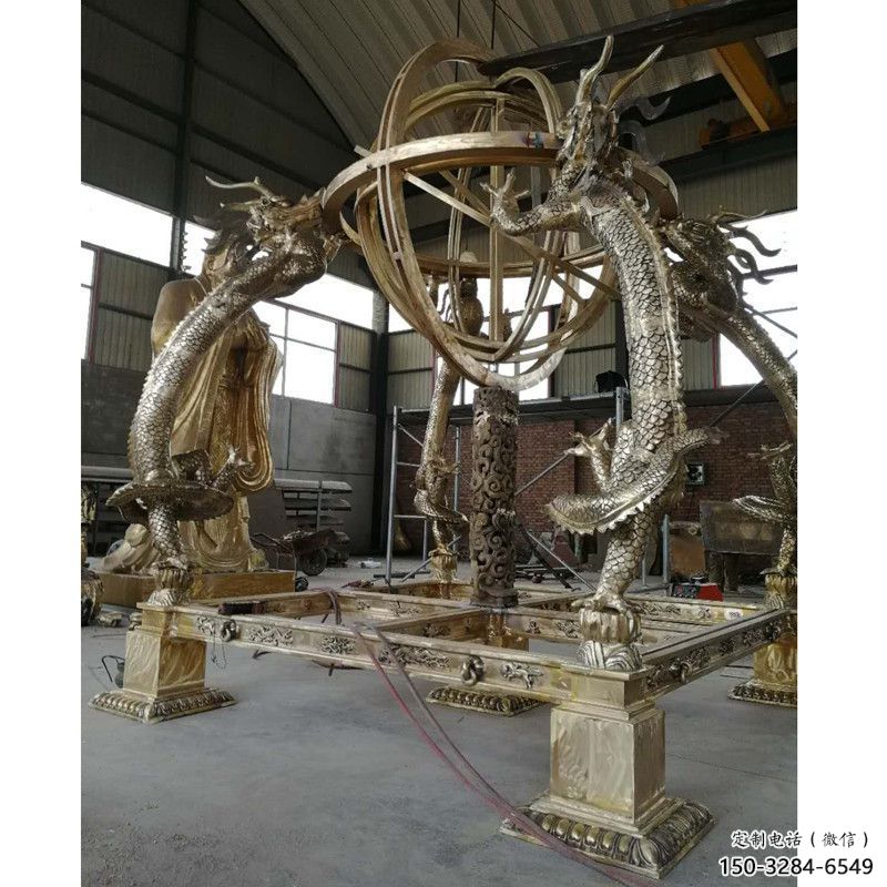 公園渾天儀雕塑，噴砂發(fā)光雕塑，鍛造工藝