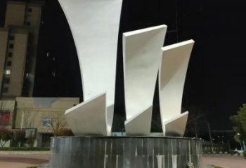 公園帆船雕塑，噴砂發(fā)光雕塑，鍛造工藝