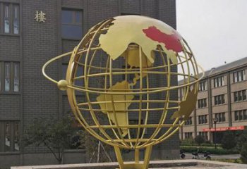 大型地球儀雕塑，鍍金歐式雕塑，鍍金工藝