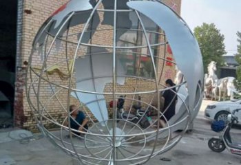 景區(qū)地球儀雕塑，鍍金歐式雕塑，鐵藝材質(zhì)