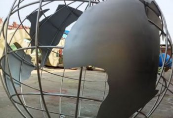 庭院地球儀雕塑，鍍金歐式雕塑，網(wǎng)格形式