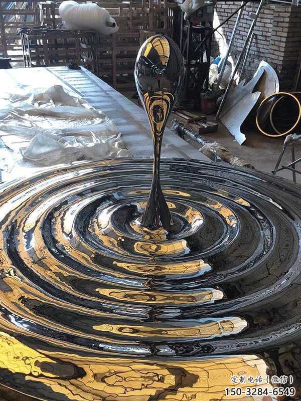 景區(qū)水滴雕塑，鍍金歐式雕塑，鐵藝材質(zhì)