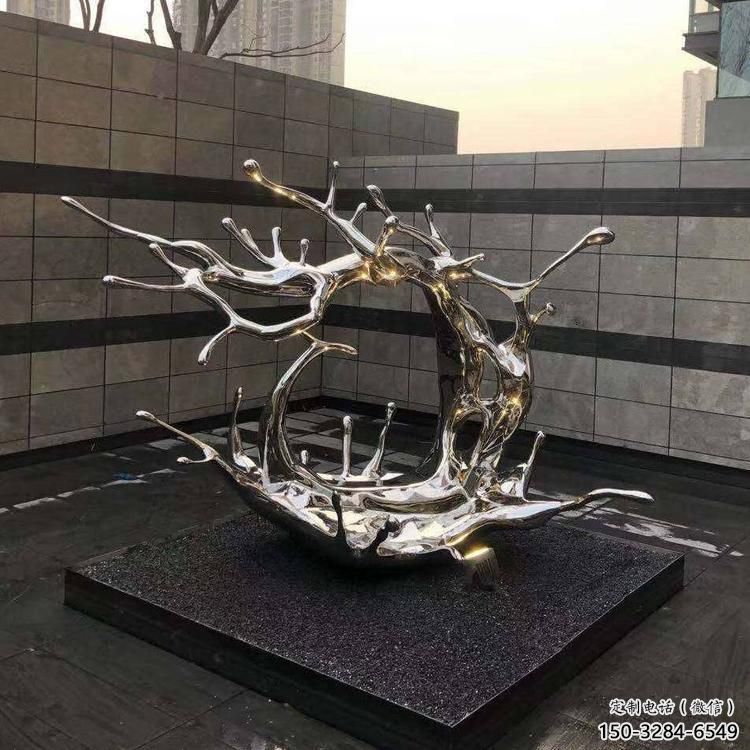 庭院海浪雕塑，鍍金歐式雕塑，鏡面形式