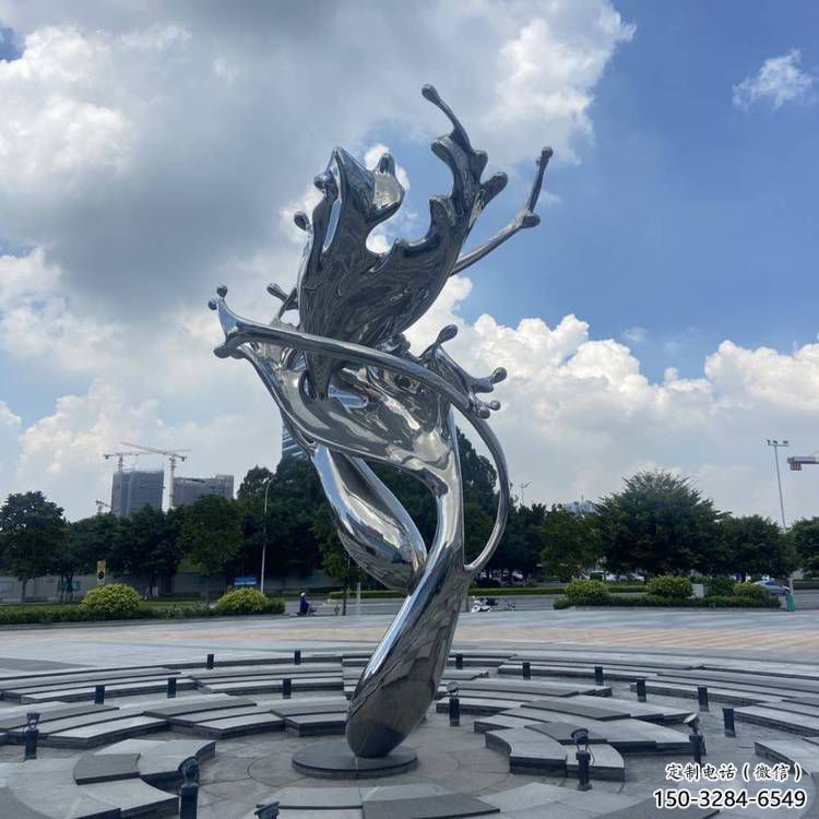 園林海浪雕塑，噴漆景觀雕塑，鏡面形式