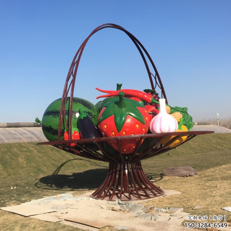 城市花籃雕塑，彩繪景觀雕塑，古銅效果