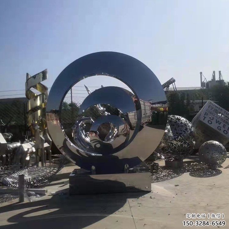 步行街圓環(huán)雕塑，鍛造景觀雕塑，鏤空方式