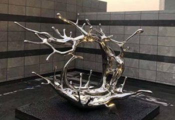 庭院海浪雕塑，鍍金歐式雕塑，鏡面形式